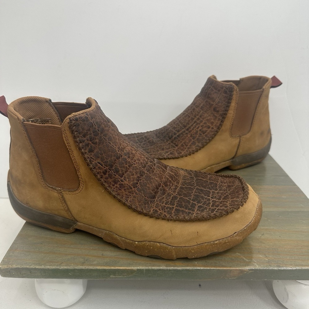Men's Twisted X Sz 12M Chelsea Driving Moc Tan/Spice Full Grain Leather MDMG004
